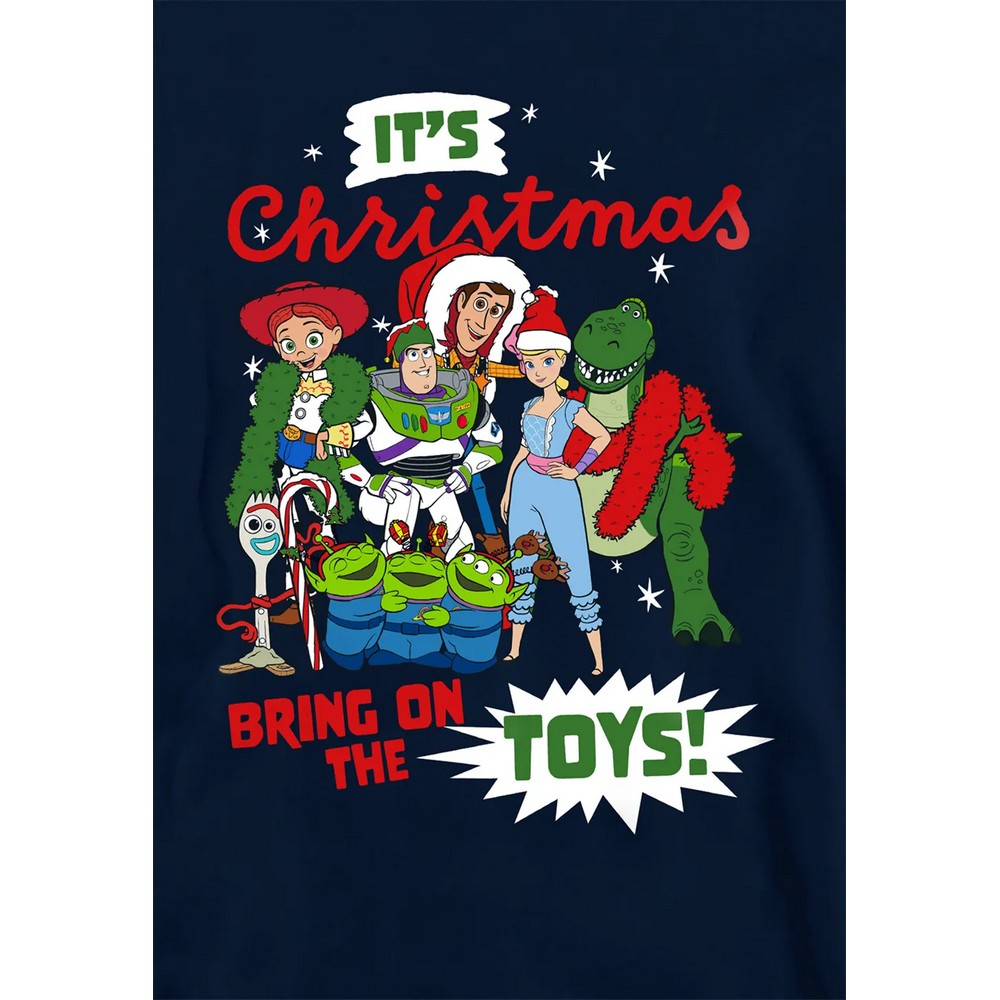 Navy - Side - Toy Story Childrens-Kids Group Christmas Pullover Hoodie