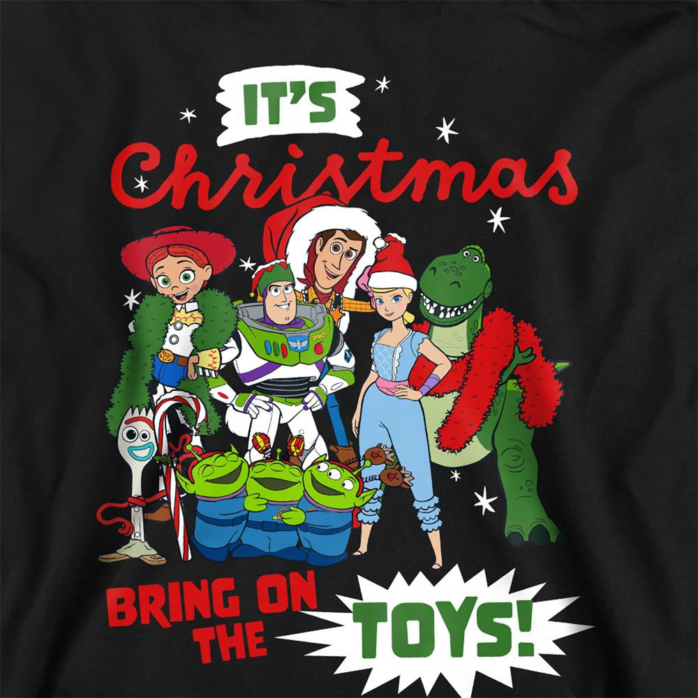 Black - Side - Toy Story Childrens-Kids Group Christmas Pullover Hoodie