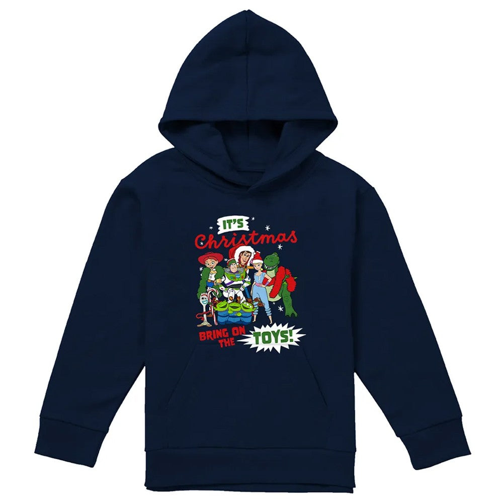 Navy - Front - Toy Story Childrens-Kids Group Christmas Pullover Hoodie
