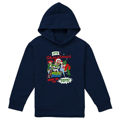 Navy - Front - Toy Story Childrens-Kids Group Christmas Pullover Hoodie