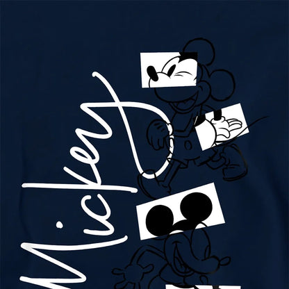 Navy - Side - Mickey Mouse Childrens-Kids Geometric Shapes Hoodie