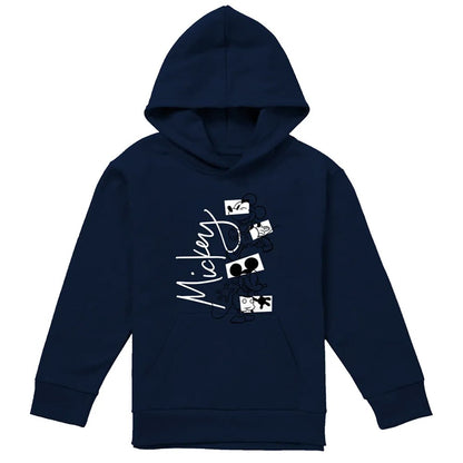 Navy - Front - Mickey Mouse Childrens-Kids Geometric Shapes Hoodie