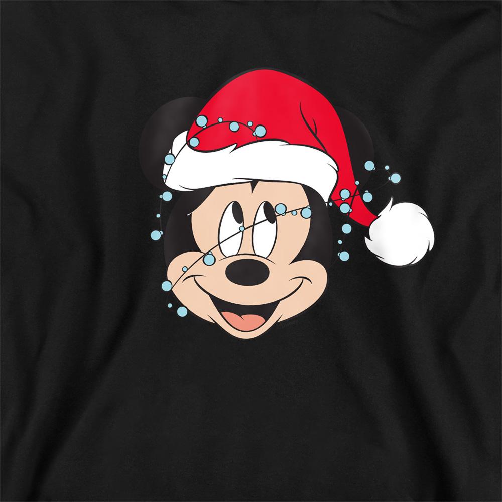 Black - Side - Mickey Mouse Childrens-Kids Fairy Lights Wrap Christmas Hoodie