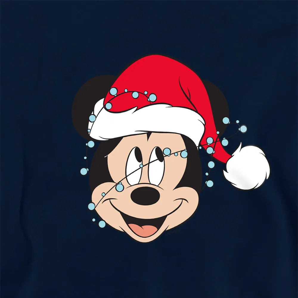 Navy - Side - Mickey Mouse Childrens-Kids Fairy Lights Wrap Christmas Hoodie