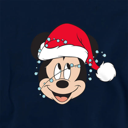 Navy - Side - Mickey Mouse Childrens-Kids Fairy Lights Wrap Christmas Hoodie