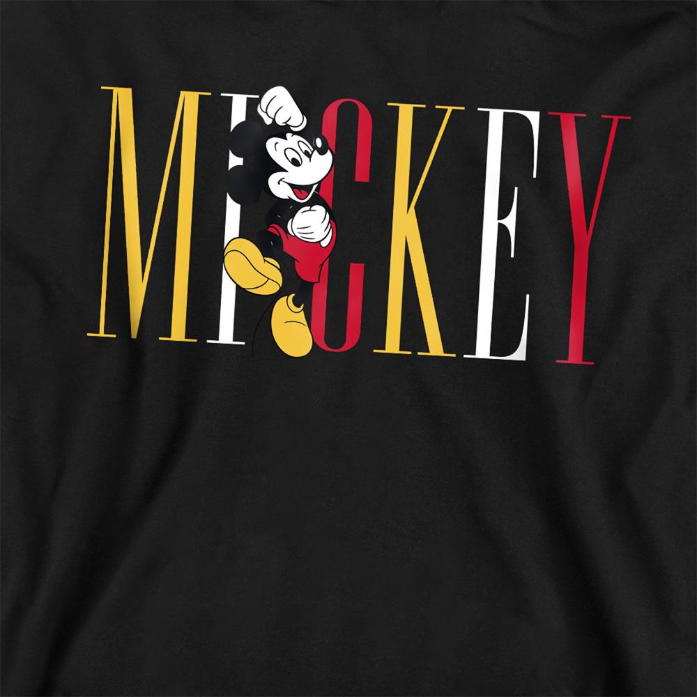 Black - Side - Mickey Mouse Childrens-Kids Multicolour Name Hoodie