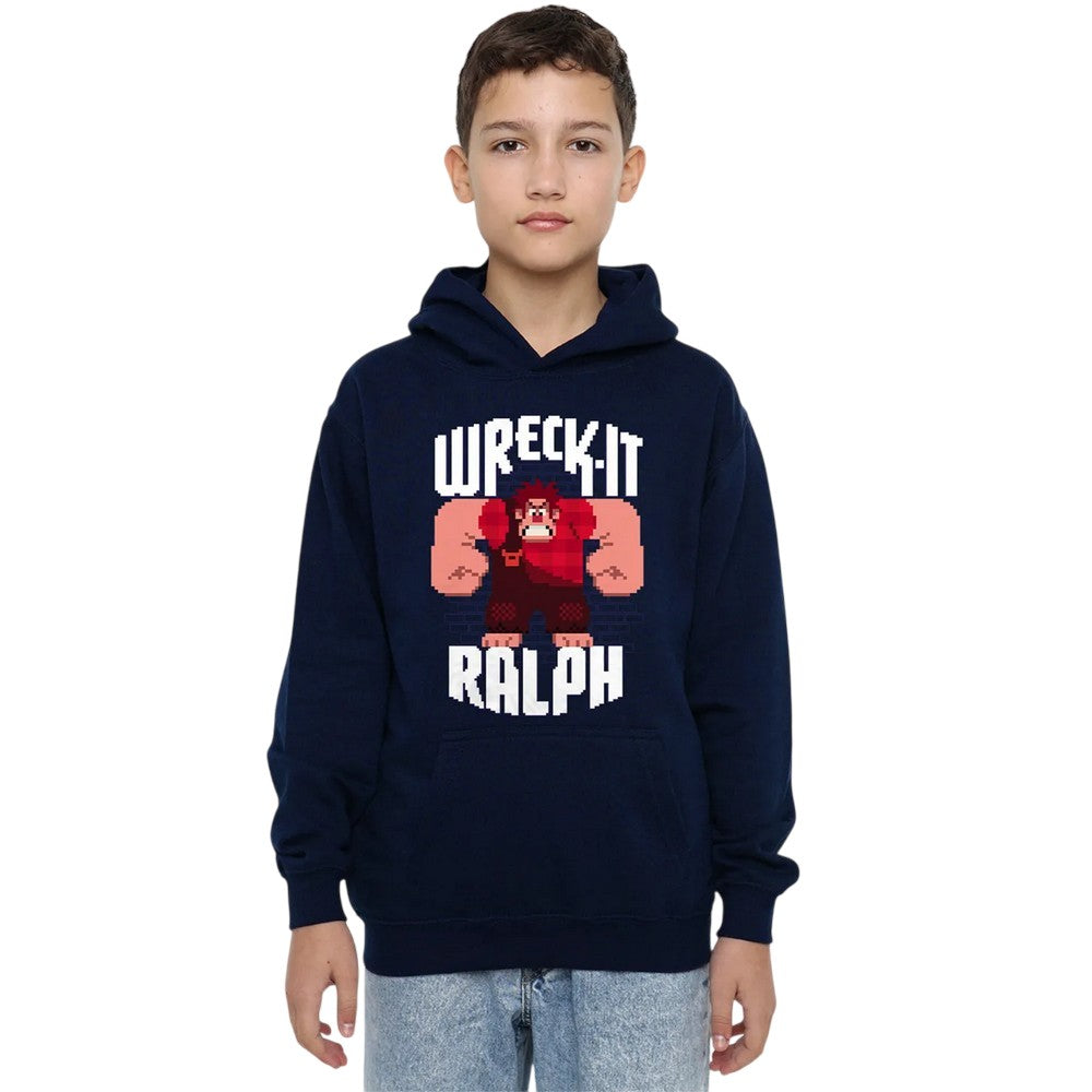Navy - Lifestyle - Wreck-It Ralph Childrens-Kids Pixel Artwork Hoodie