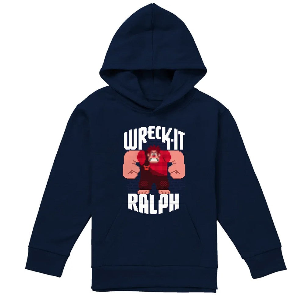 Navy - Front - Wreck-It Ralph Childrens-Kids Pixel Artwork Hoodie