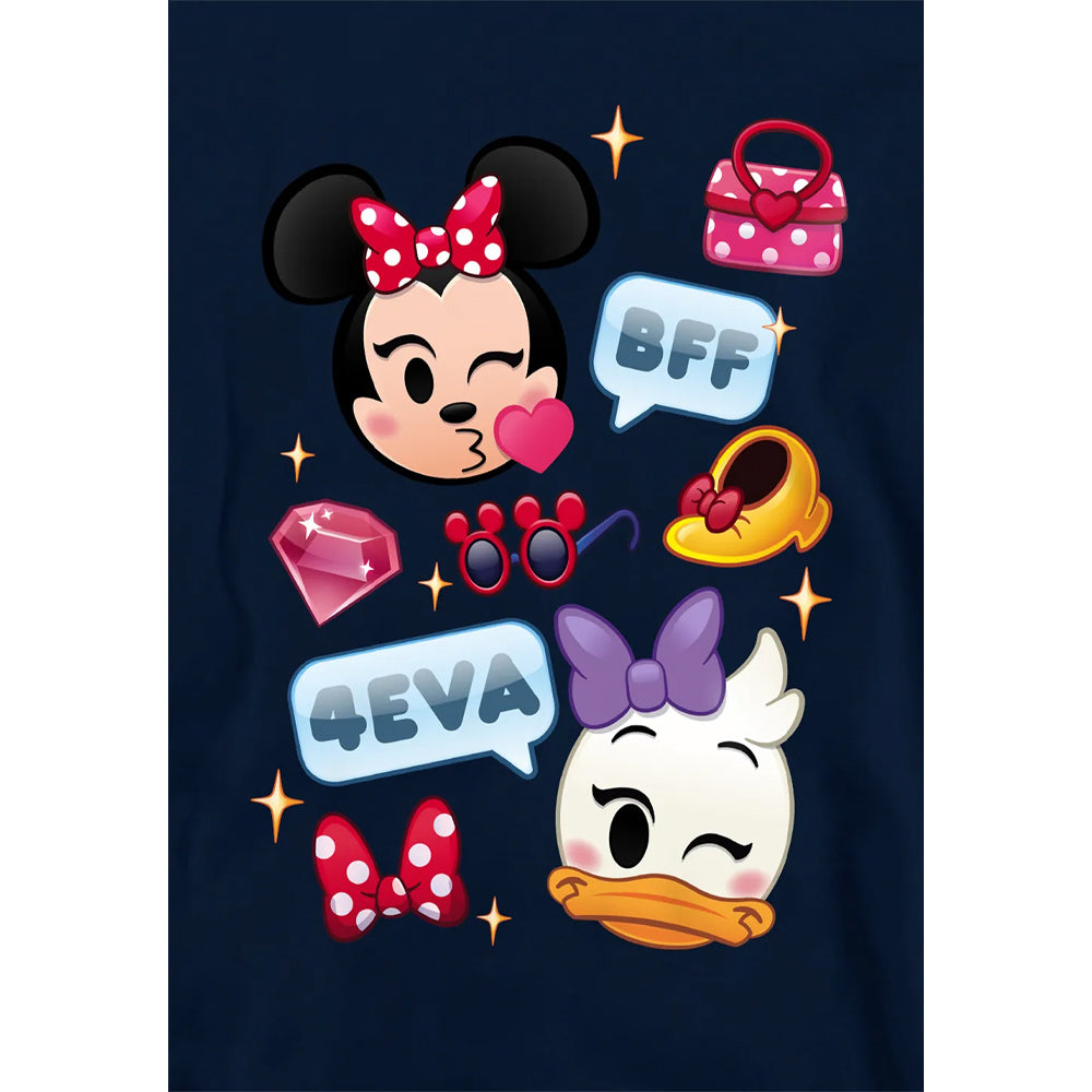 Navy - Side - Disney Childrens-Kids Minnie Mouse & Daisy Emoji Hoodie