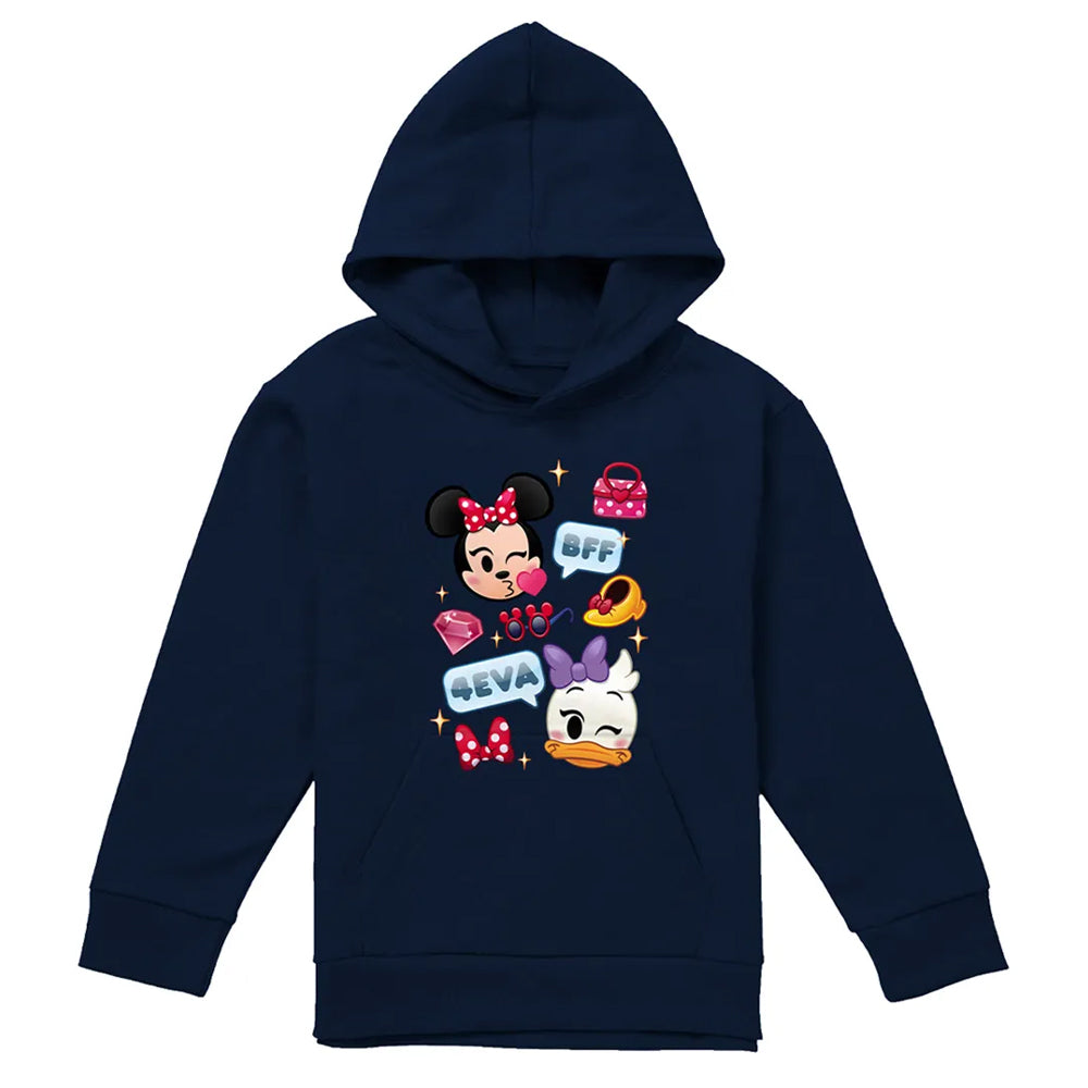 Navy - Front - Disney Childrens-Kids Minnie Mouse & Daisy Emoji Hoodie