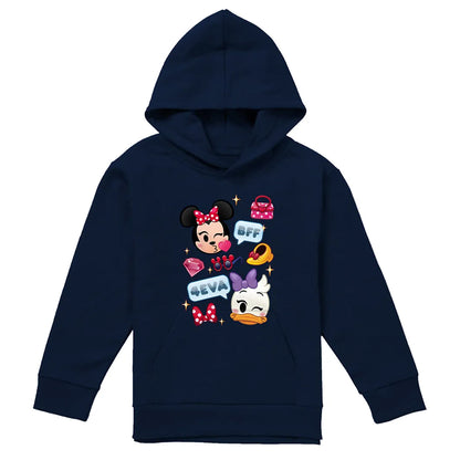 Navy - Front - Disney Childrens-Kids Minnie Mouse & Daisy Emoji Hoodie