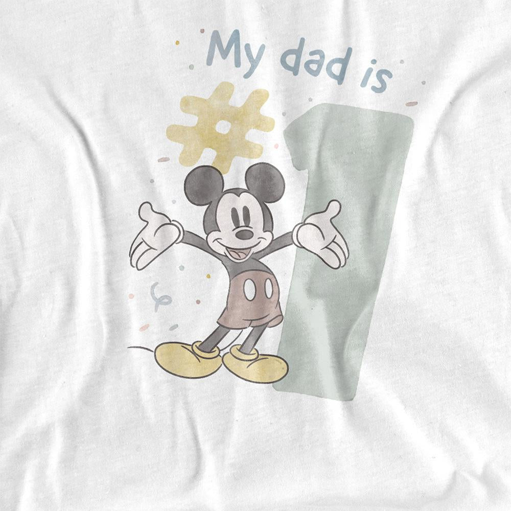 White - Side - Mickey & Friends Unisex Adult No.1 Dad Mickey Mouse Watercolour T-Shirt