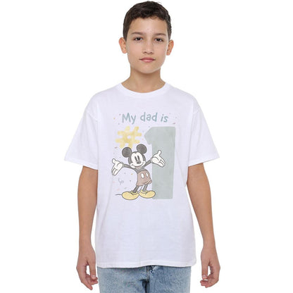White - Lifestyle - Mickey & Friends Unisex Adult No.1 Dad Mickey Mouse Watercolour T-Shirt