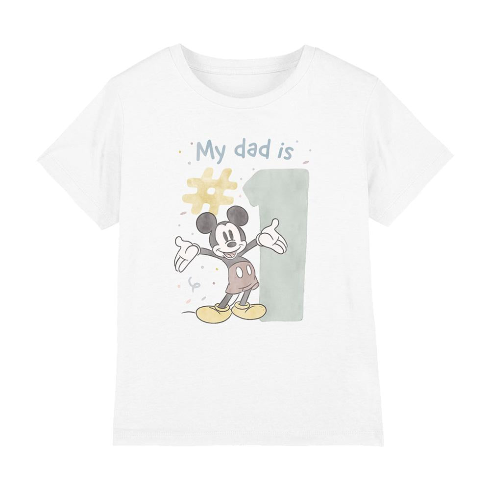 White - Front - Mickey & Friends Unisex Adult No.1 Dad Mickey Mouse Watercolour T-Shirt