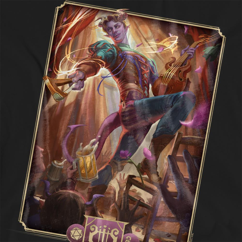 Black - Side - Dungeons & Dragons Womens-Ladies 2024 Bard Key Art T-Shirt