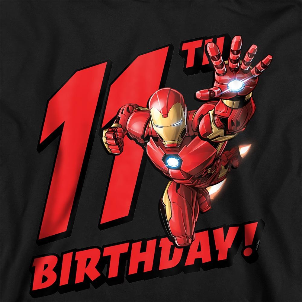 Black - Side - Marvel Childrens-Kids Iron Man 11th Birthday Hoodie