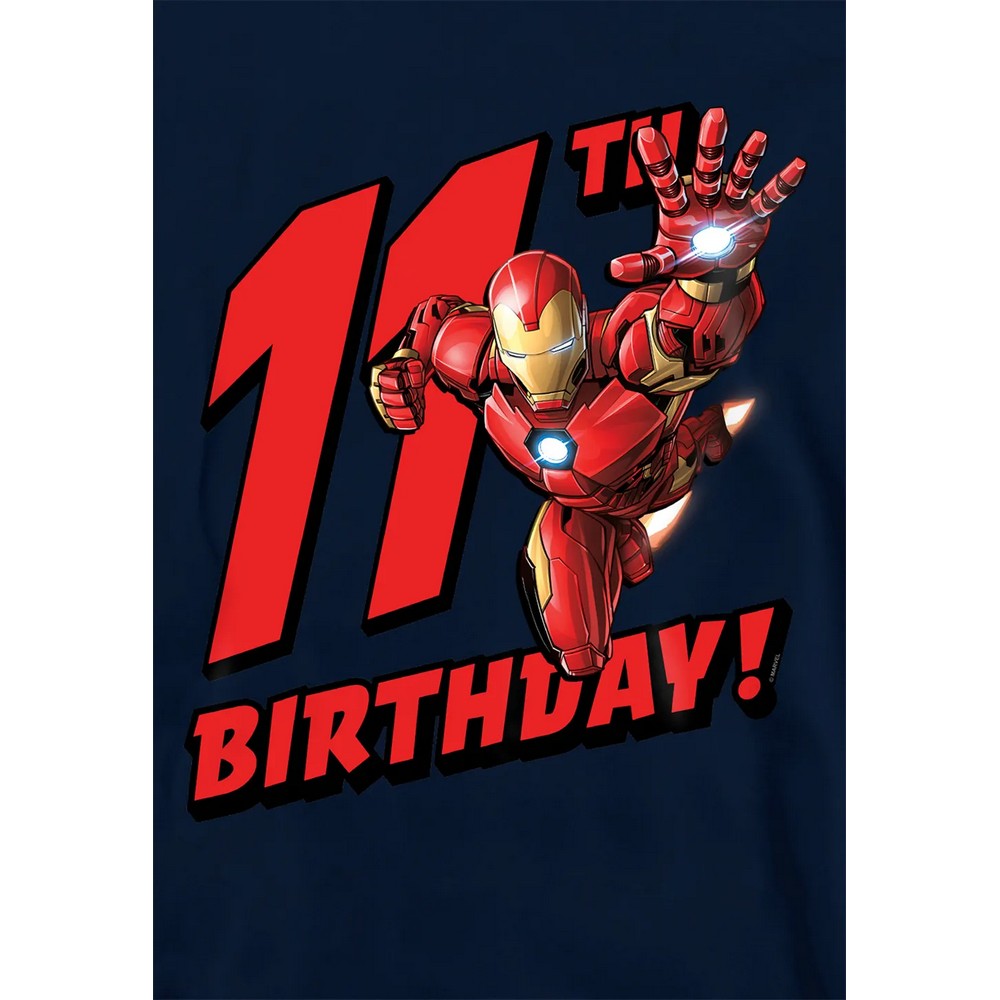 Navy - Side - Marvel Childrens-Kids Iron Man 11th Birthday Hoodie