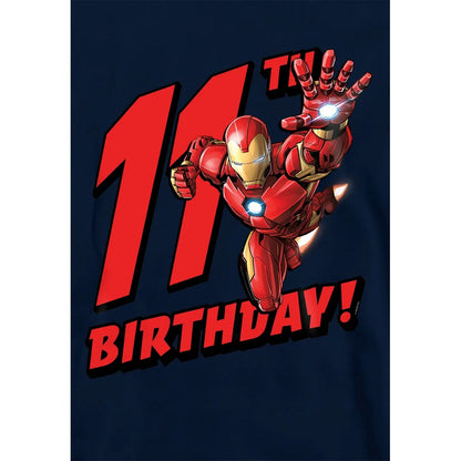 Navy - Side - Marvel Childrens-Kids Iron Man 11th Birthday Hoodie