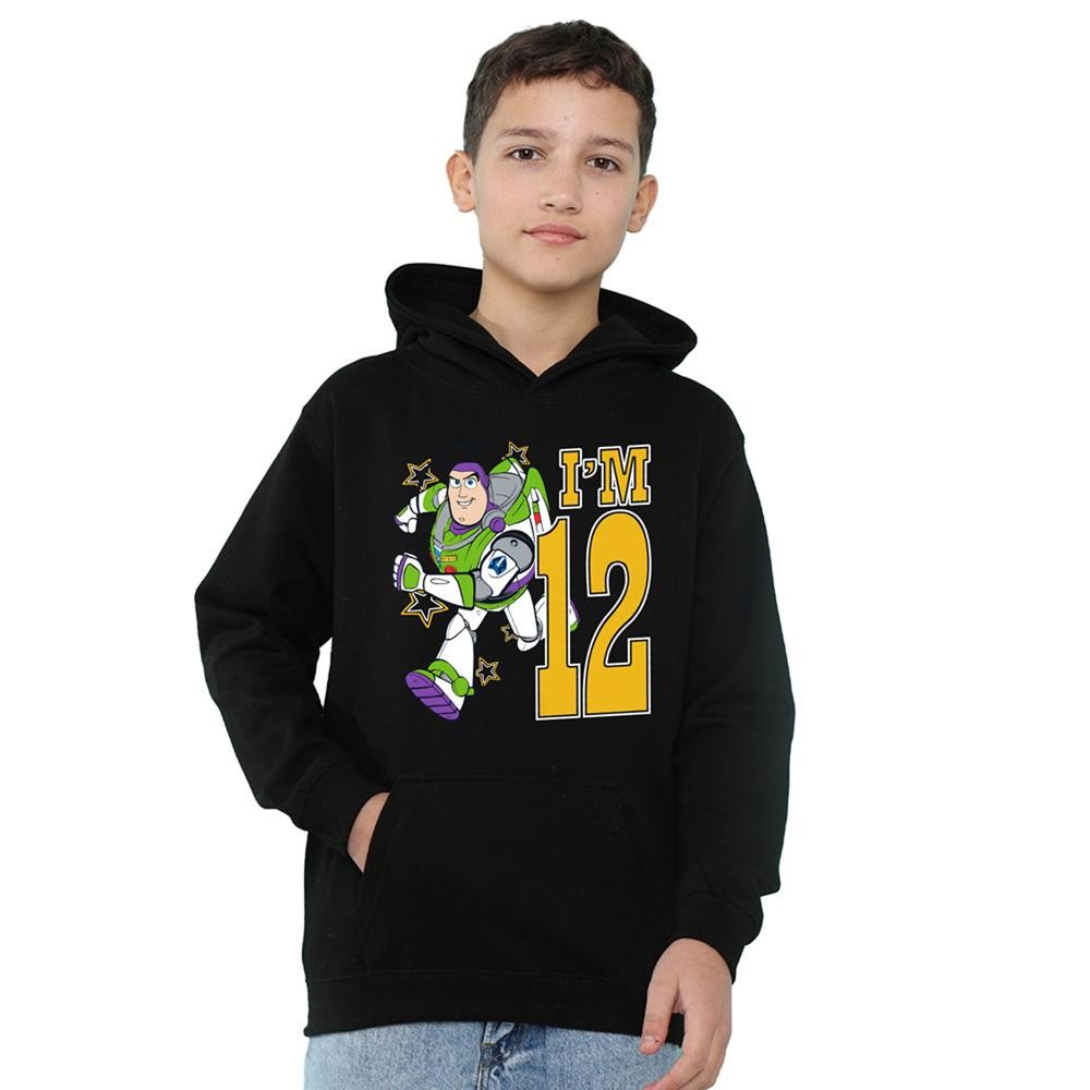 Black - Lifestyle - Toy Story Childrens-Kids I´m 12 Buzz Lightyear Birthday Pullover Hoodie