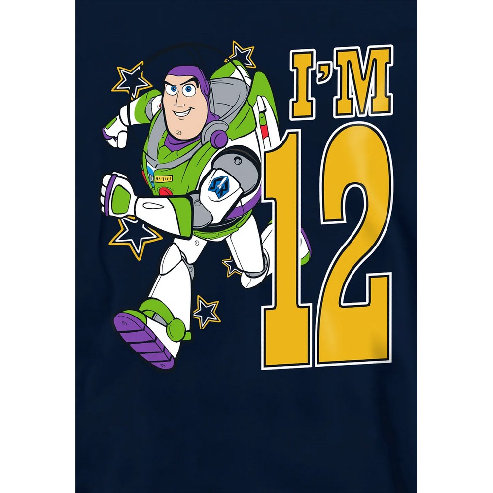 Navy - Side - Toy Story Childrens-Kids I´m 12 Buzz Lightyear Birthday Pullover Hoodie