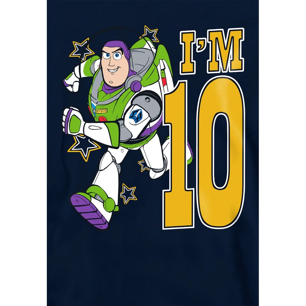 Navy - Side - Toy Story Childrens-Kids I´m 10 Buzz Lightyear Birthday Pullover Hoodie