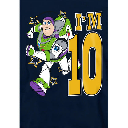 Navy - Side - Toy Story Childrens-Kids I´m 10 Buzz Lightyear Birthday Pullover Hoodie