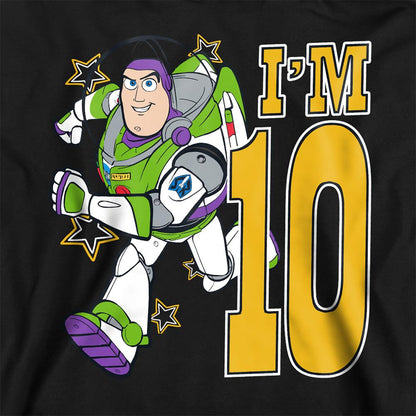 Black - Side - Toy Story Childrens-Kids I´m 10 Buzz Lightyear Birthday Pullover Hoodie