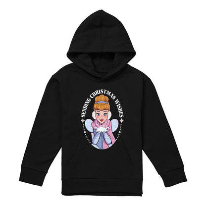 Black - Front - Cinderella Childrens-Kids Sending Christmas Wishes Hoodie