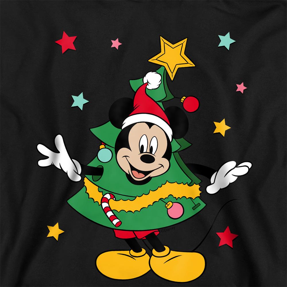 Black - Side - Mickey Mouse Childrens-Kids Christmas Tree Hoodie