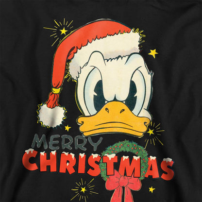 Athletic Heather - Back - Donald Duck Childrens-Kids Merry Christmas Hoodie