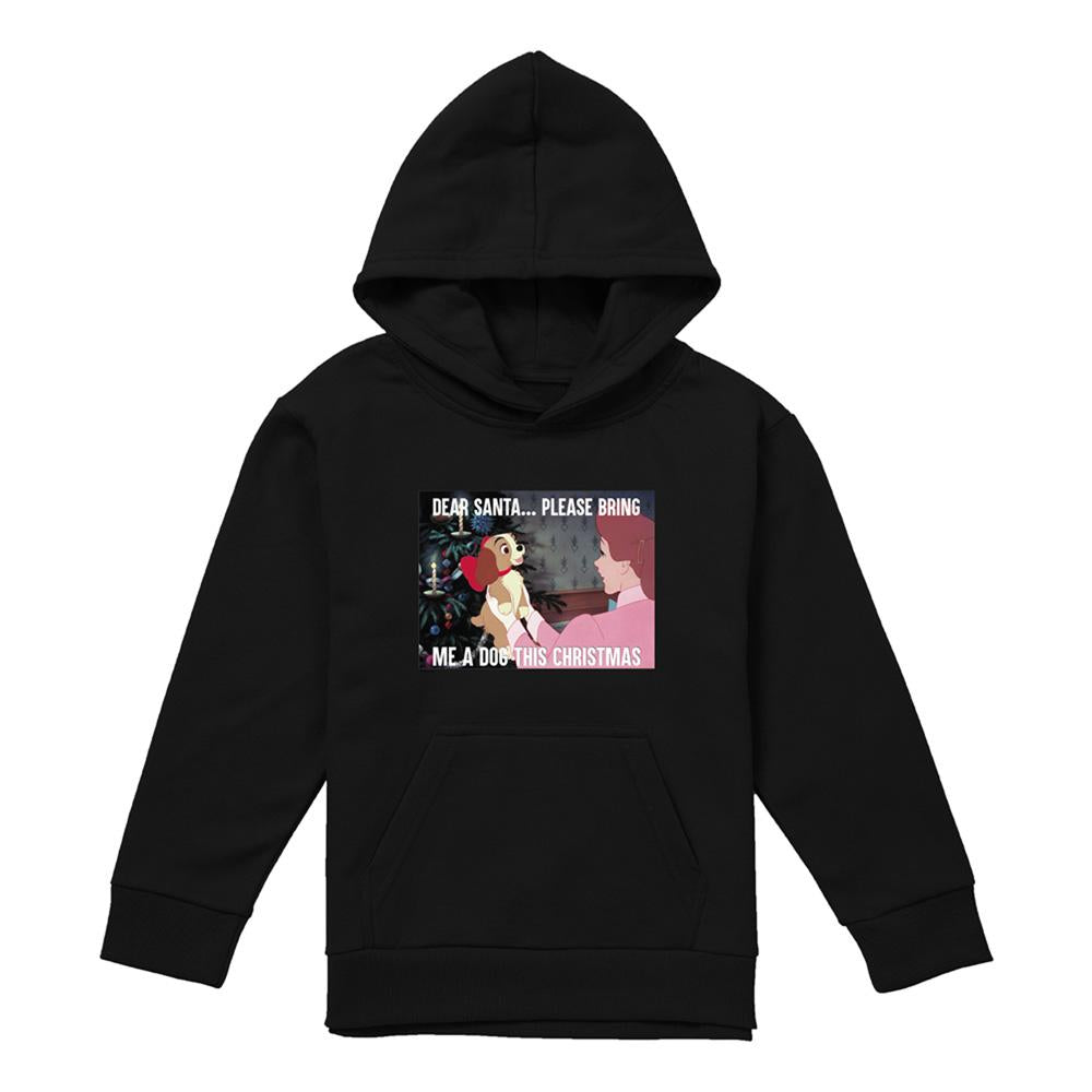 Black - Front - Lady And The Tramp Childrens-Kids Dog For Christmas Hoodie