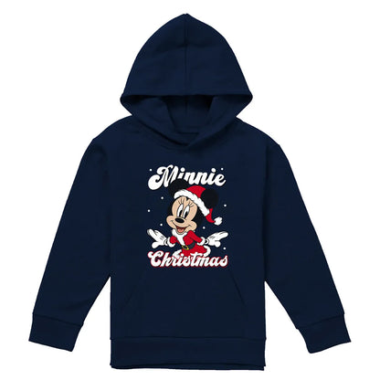 Navy - Front - Mickey Mouse Childrens-Kids Santa Christmas Hoodie