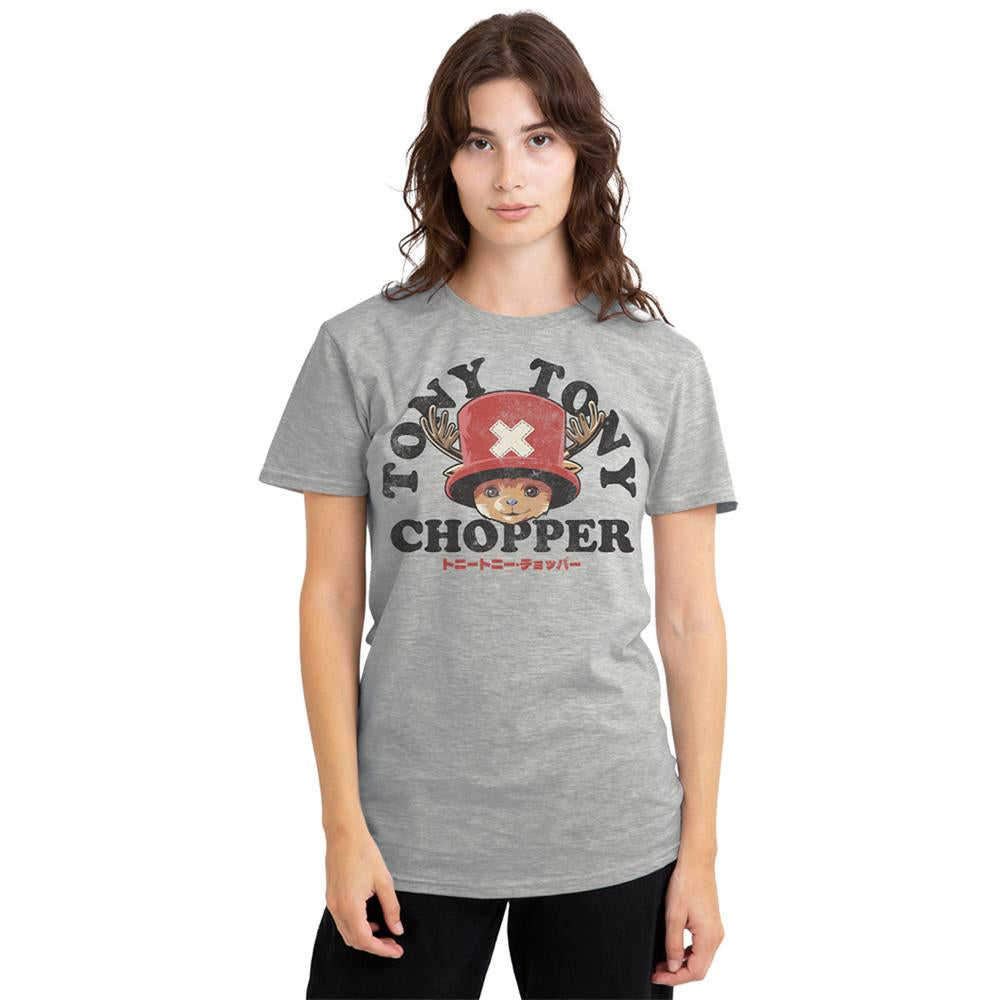 Heather Grey - Lifestyle - One Piece Womens-Ladies Tony Tony Chopper Face Heather T-Shirt