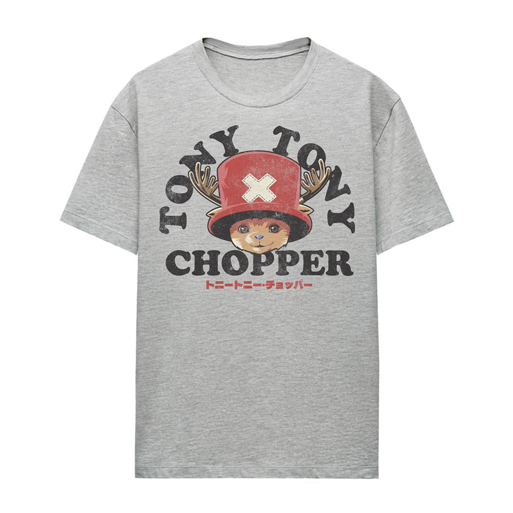 Heather Grey - Front - One Piece Womens-Ladies Tony Tony Chopper Face Heather T-Shirt