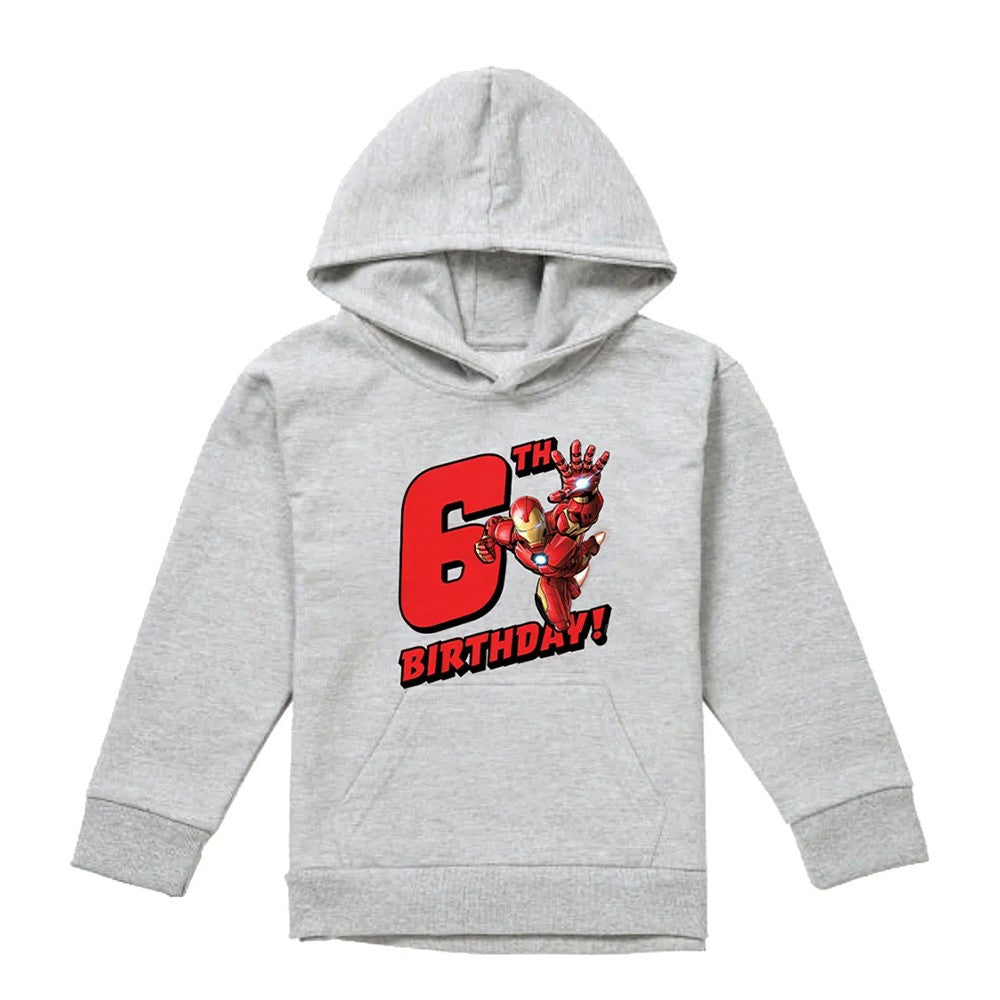 Athletic Heather - Front - Marvel Childrens-Kids Iron Man 6th Birthday Hoodie