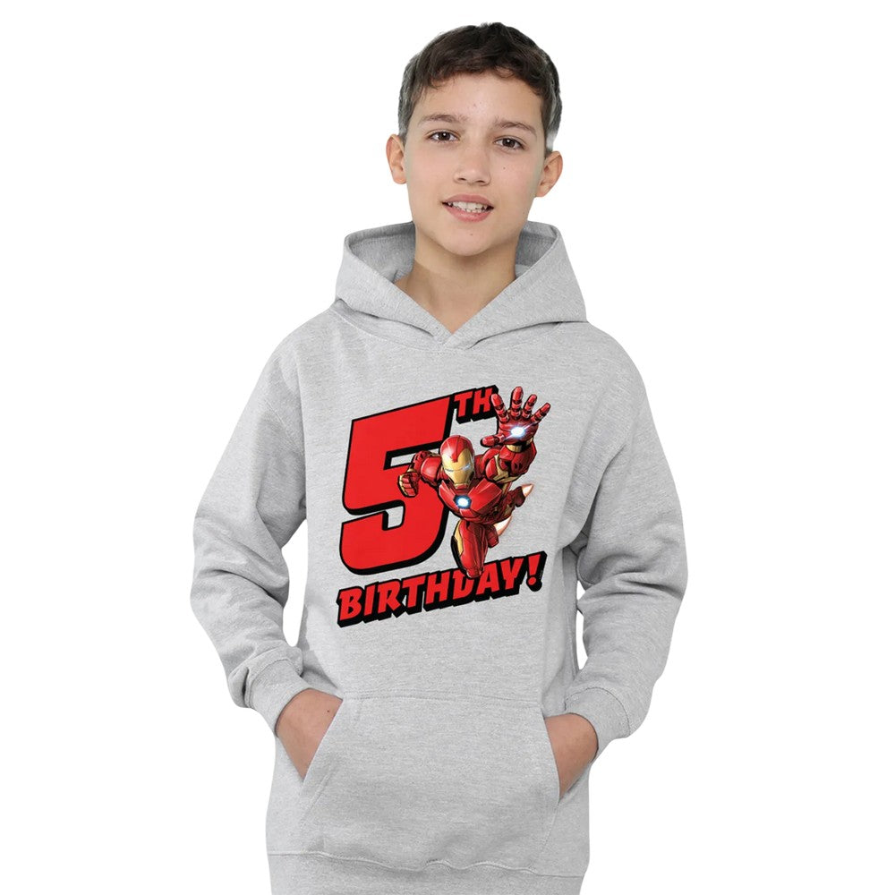Athletic Heather - Lifestyle - Marvel Childrens-Kids Iron Man 5th Birthday Hoodie