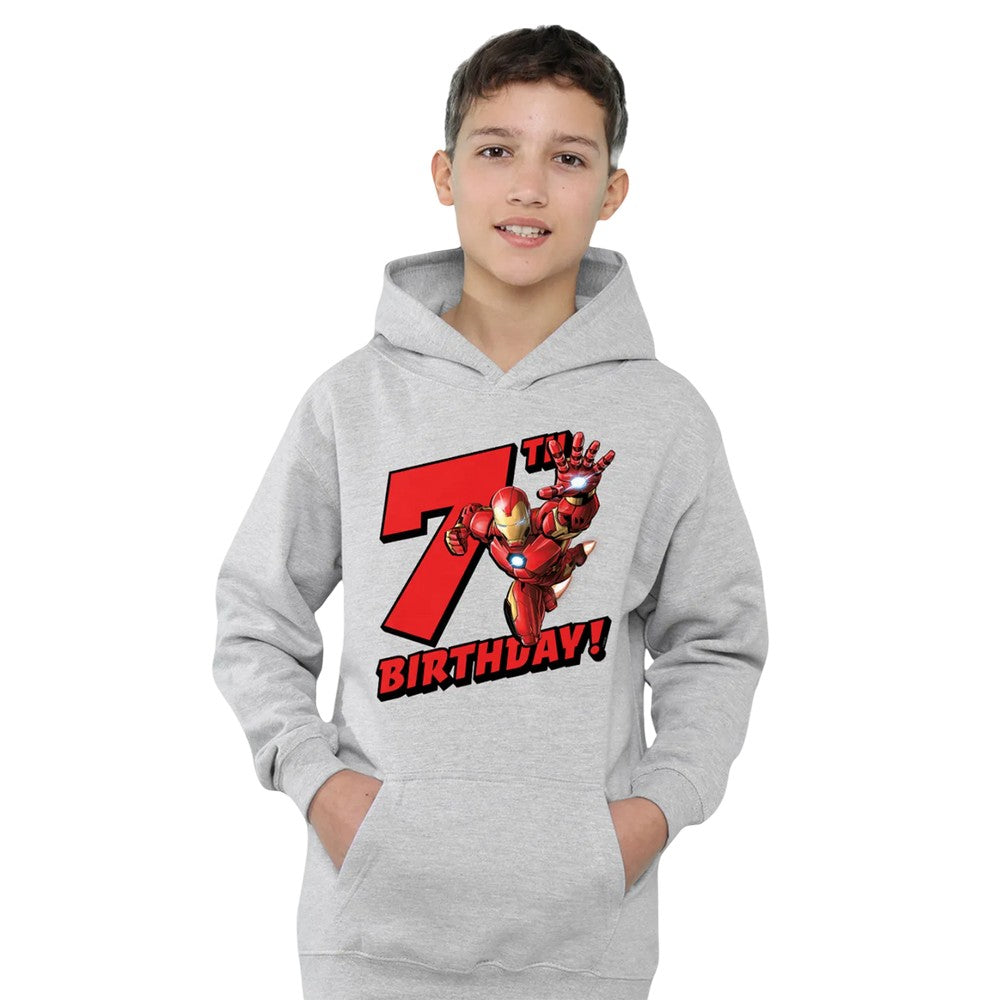 Athletic Heather - Lifestyle - Marvel Childrens-Kids Iron Man 7th Birthday Hoodie