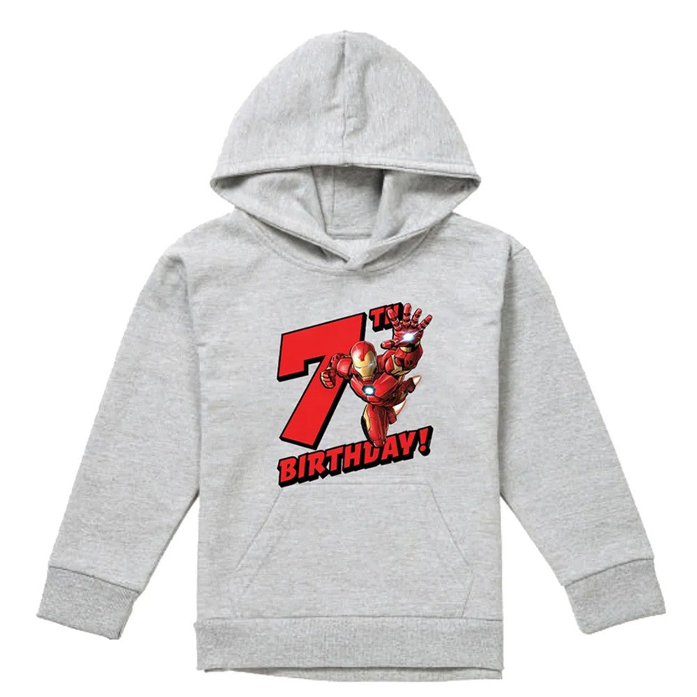 Athletic Heather - Front - Marvel Childrens-Kids Iron Man 7th Birthday Hoodie