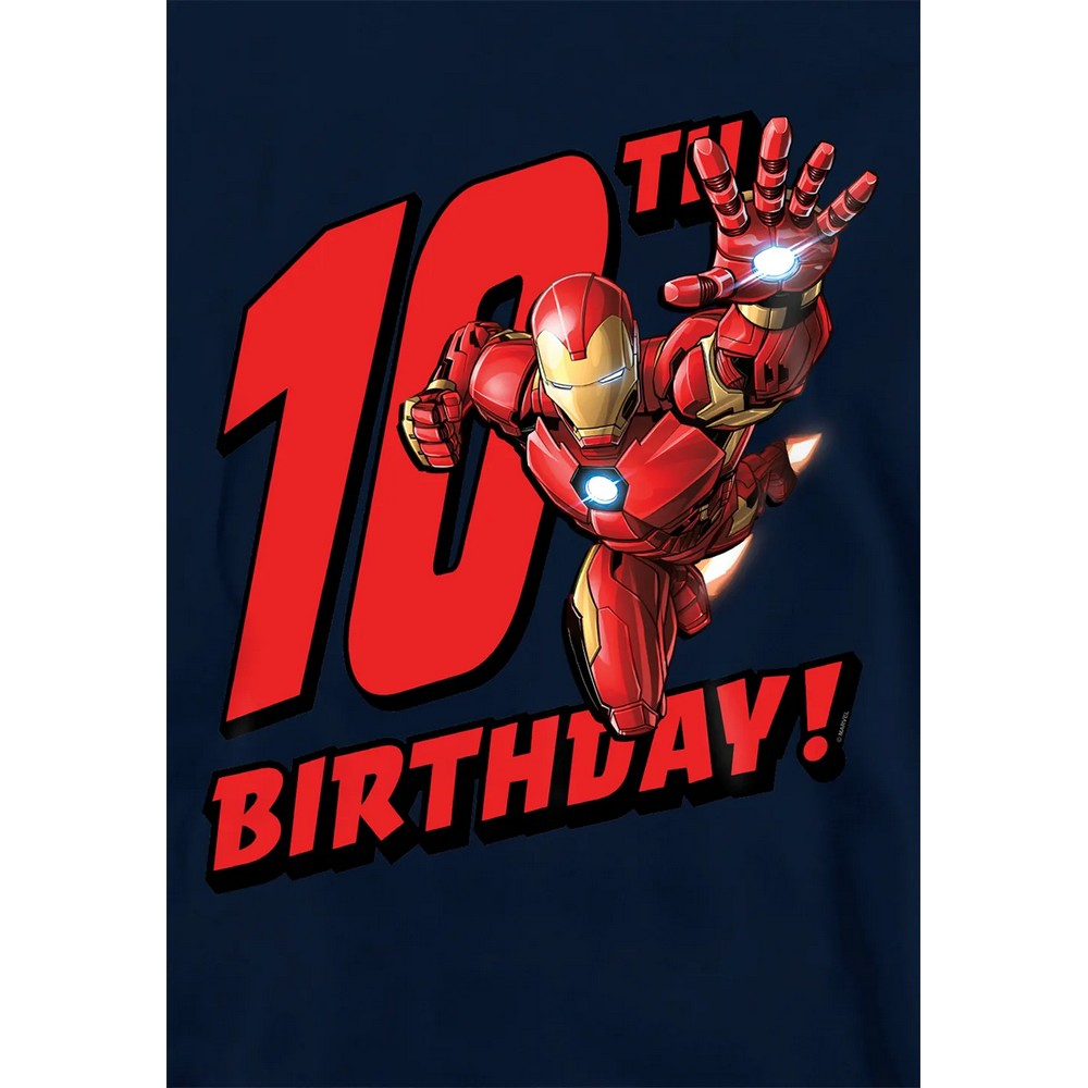 Navy - Side - Marvel Childrens-Kids Iron Man 10th Birthday Hoodie
