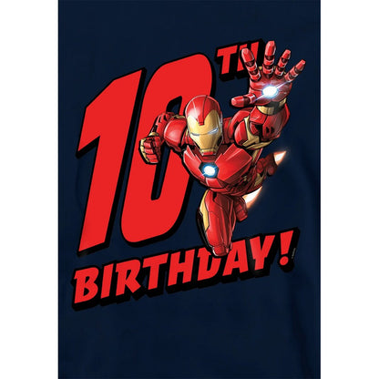 Navy - Side - Marvel Childrens-Kids Iron Man 10th Birthday Hoodie