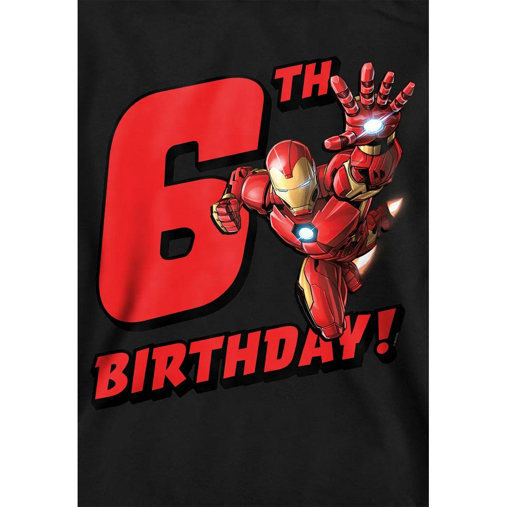 Black - Side - Marvel Childrens-Kids Iron Man 6th Birthday Hoodie