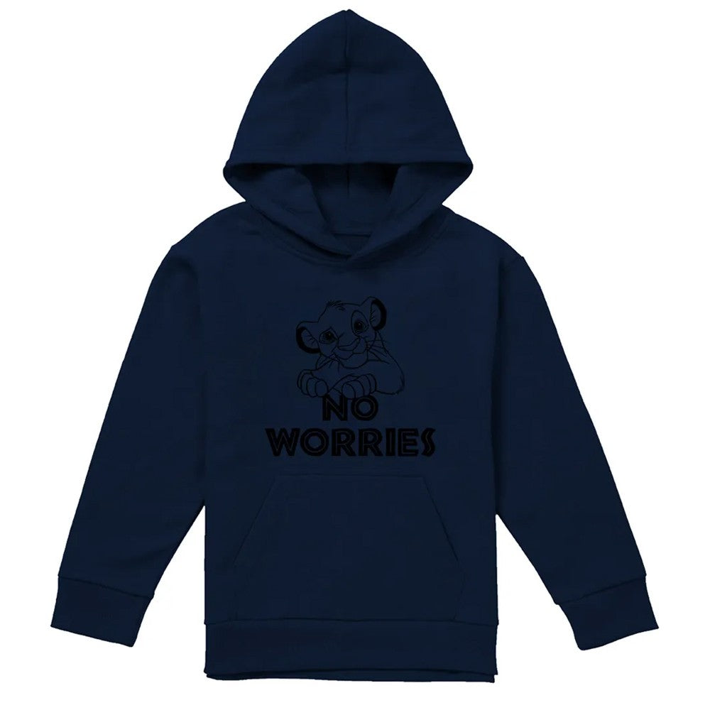 Navy - Front - The Lion King Childrens-Kids No Worries Hoodie