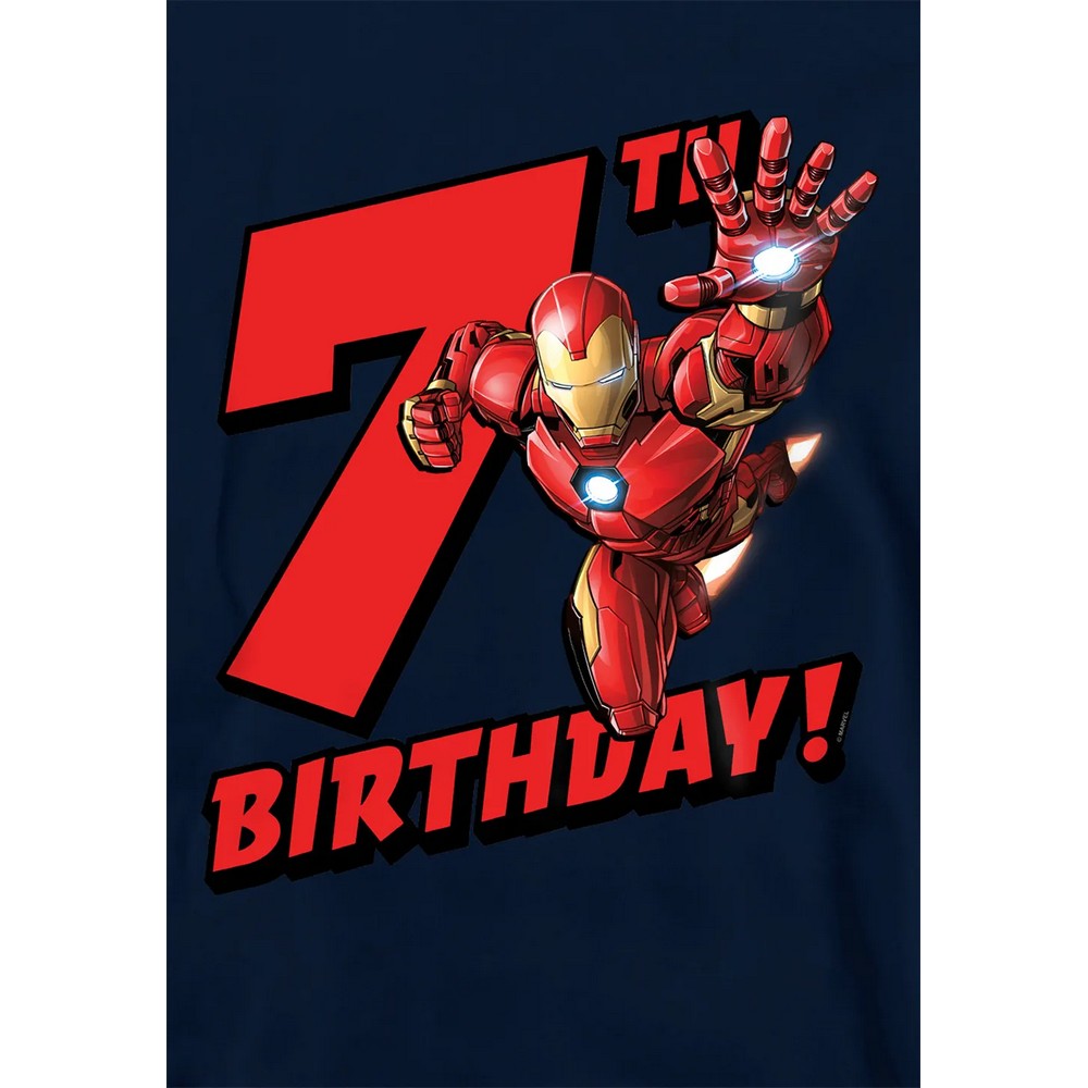 Navy - Side - Marvel Childrens-Kids Iron Man 7th Birthday Hoodie