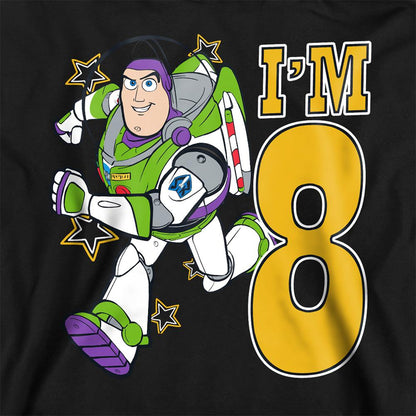 Black - Side - Toy Story Childrens-Kids I´m 8 Buzz Lightyear Birthday Hoodie