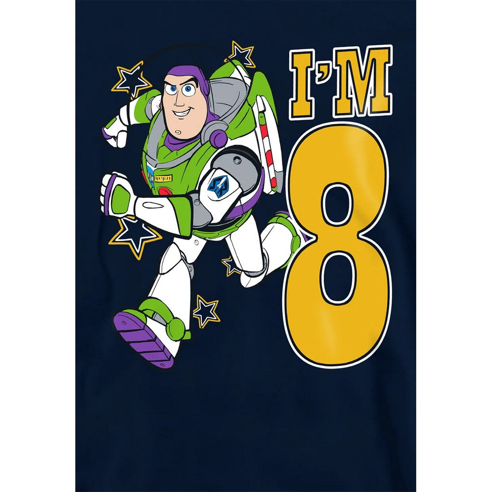 Navy - Side - Toy Story Childrens-Kids I´m 8 Buzz Lightyear Birthday Hoodie