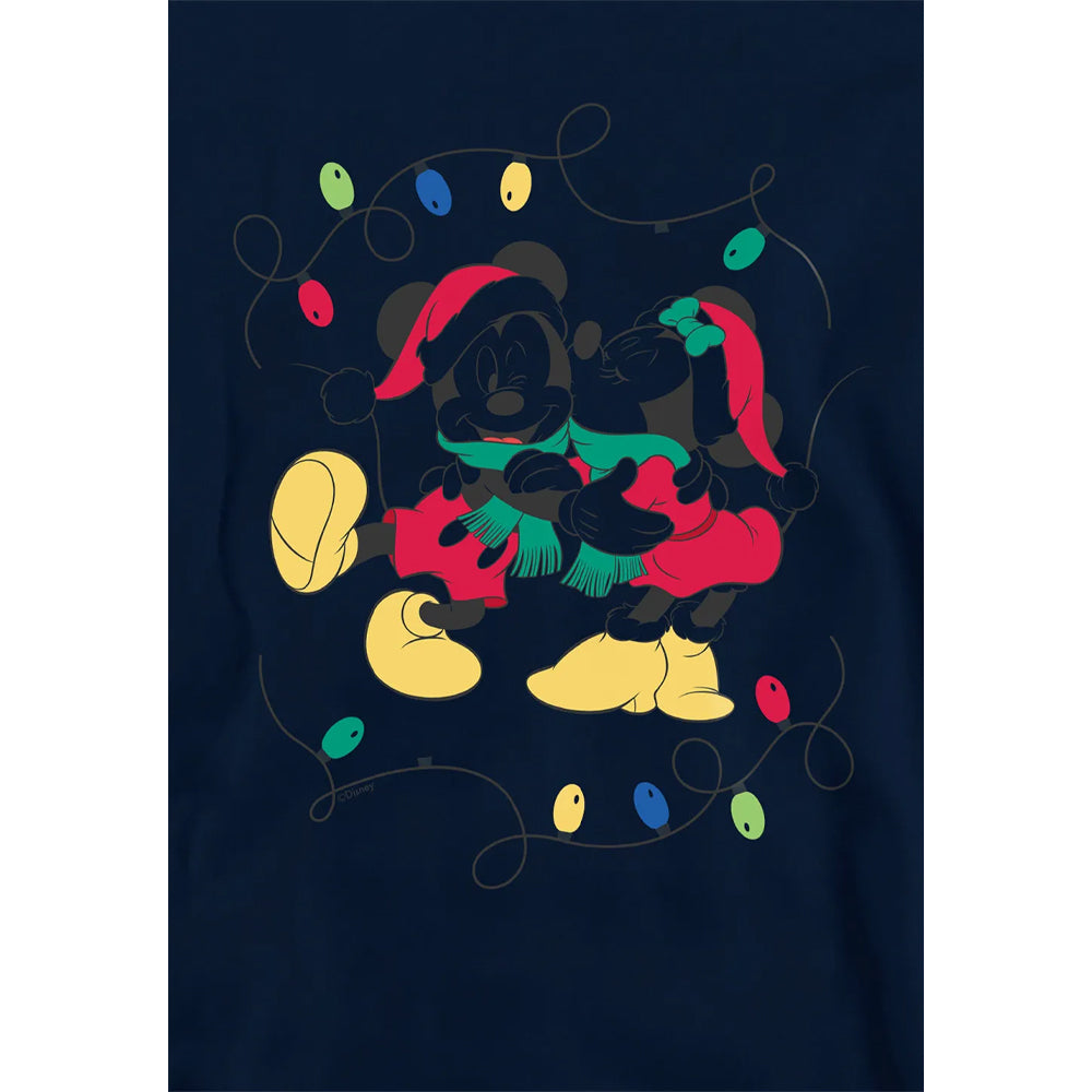 Navy - Side - Disney Childrens-Kids Mickey Mouse & Minnie Mouse Christmas Kiss Hoodie