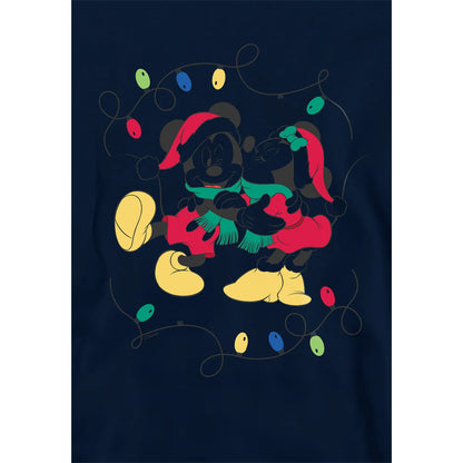 Navy - Side - Disney Childrens-Kids Mickey Mouse & Minnie Mouse Christmas Kiss Hoodie
