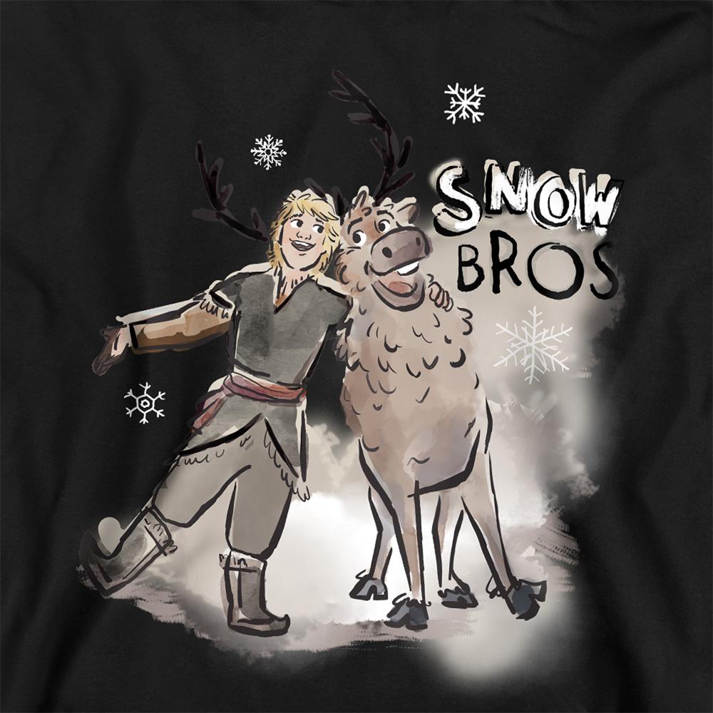 Black - Side - Frozen Childrens-Kids Snow Bros Sven & Kristoff Hoodie