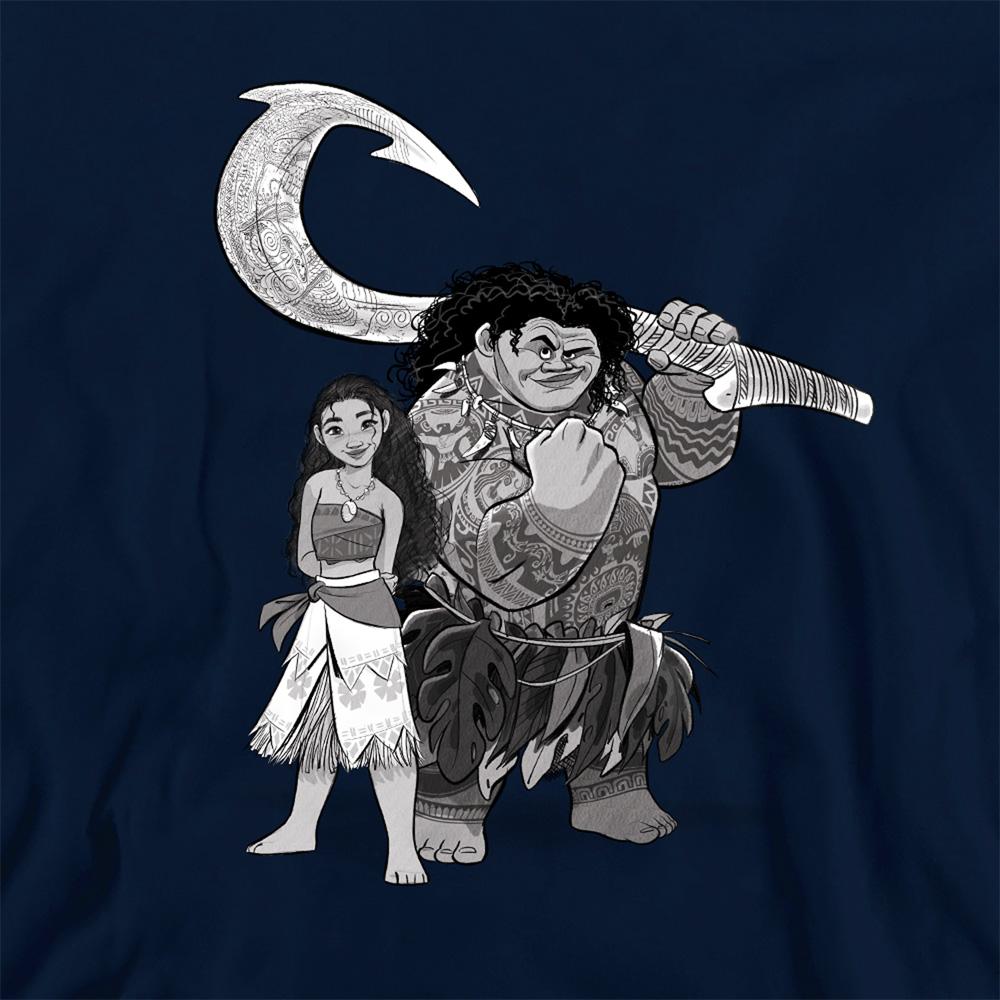 Navy - Side - Moana Childrens-Kids Maui Sketch Hoodie