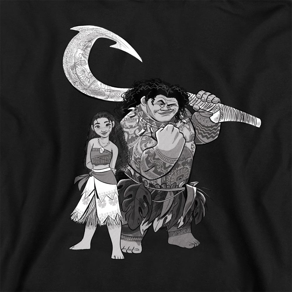 Black - Side - Moana Childrens-Kids Maui Sketch Hoodie